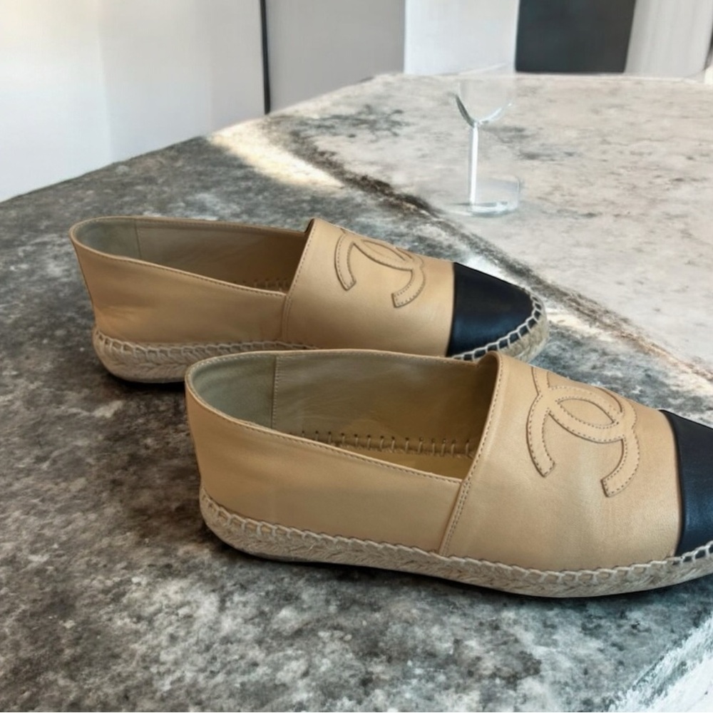 EUC CHANEL Tan and Black Espadrilles - Picture 5 of 7